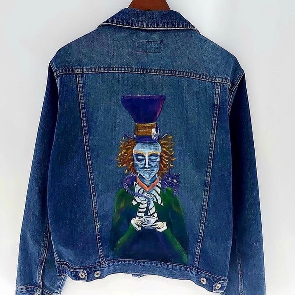 Trippy Alice in Wonder Hand Painted Denim Jackets